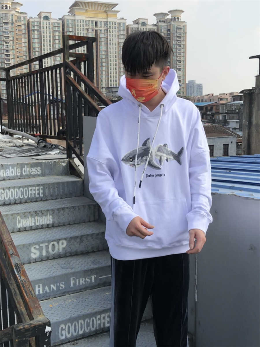 Designer Clothing Fashion Sweatshirts Palmes Angels Broken Tail Shark Letter Flock Embroidery Loose Relaxed Men' Women' Hooded Sweater Casual Pullover jacket, Shipping fee
Designer Clothing Fashion Sweatshirts Palmes Angels Broken Tail Shark Letter Flock Embroidery Loose Relaxed Men' Women' Hooded Sweater Casual Pullover jacket, Shipping fee