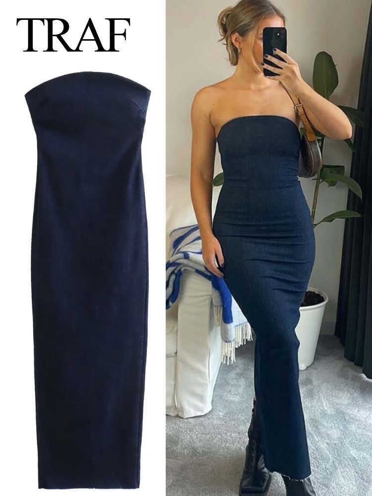 Casual Dresses TRAF 2023 Women's Denim Strapless Backless Split Dress Lady Strapless Tube Corset Side Dress Solid Vintage Off Shoulder Z0506, Beige
Casual Dresses TRAF 2023 Women's Denim Strapless Backless Split Dress Lady Strapless Tube Corset Side Dress Solid Vintage Off Shoulder Z0506, Beige