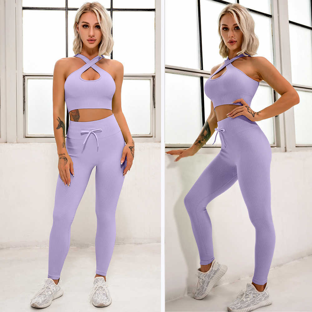 Women's Tracksuits LZYVOO Yoga Seamless Fitness Gym Leggings Women Tracksuit Skinny Stretch Push Up Pants Sets Sexy Summer Fashion Y2K Set 2Pcs P