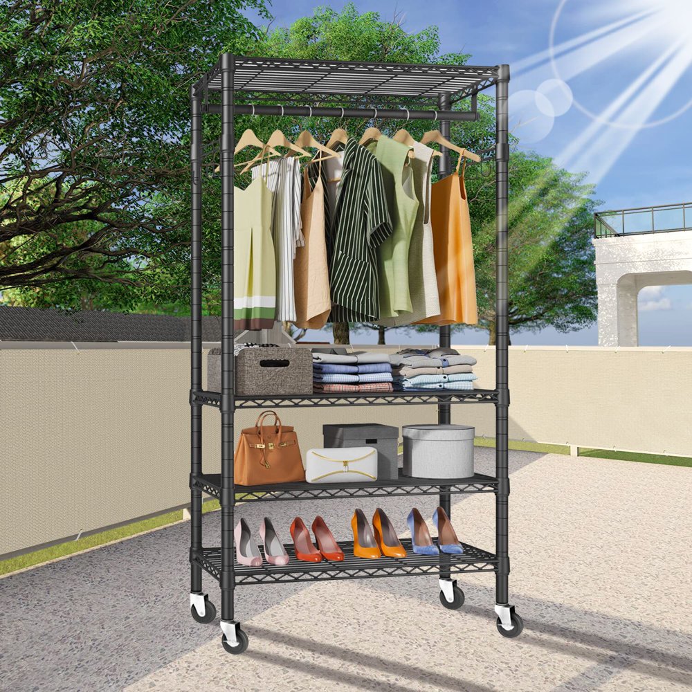 4 Tiers Metal Clothes Drying Rack Hanging Duty Clothes Rail, Max Load 500LBS, Black
4 Tiers Metal Clothes Drying Rack Hanging Duty Clothes Rail, Max Load 500LBS, Black