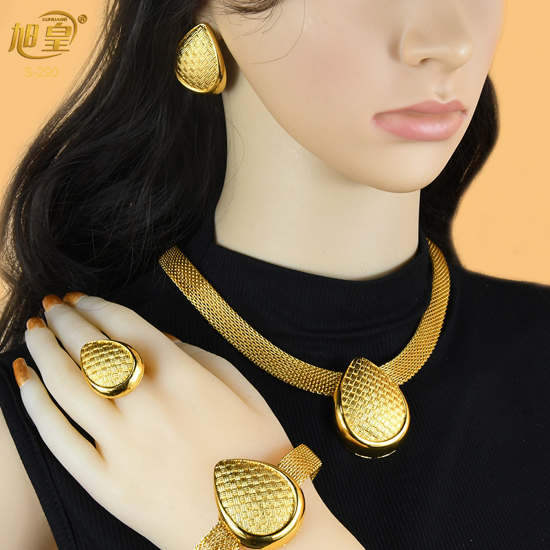 Pendant Necklaces XUHUANG African Bracelets Earing Sets Nigerian Wedding Jewelry Ethiopian Gold Colour Necklace Jewellery Gifts 230506