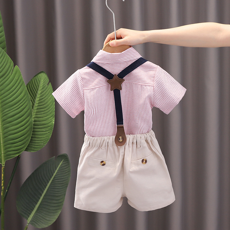 Clothing Sets Boys Summer Suit Baby Boy Cotton Shirt Short Sleeve Shorts 2 Piece Set Children's 15 Years 230506