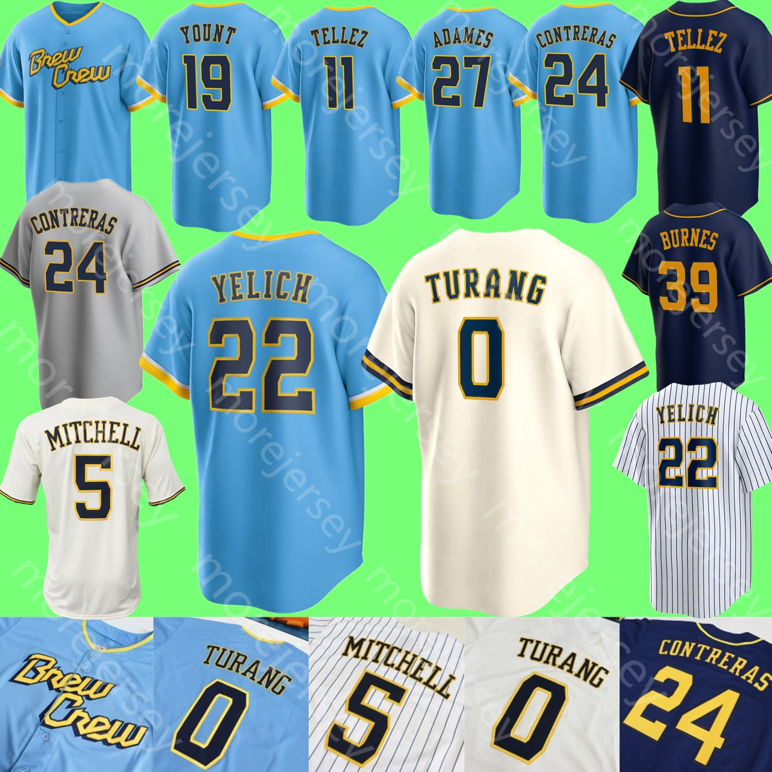 Baseball Jersey Yelich Willy Adames Luis Urias Contreras Rowdy Tellez Corbin Burnes Counsell Hiura Toro Woodruff Peralta Yount Mitchell Perkins Brice Turang, Grey fans verison
Baseball Jersey Yelich Willy Adames Luis Urias Contreras Rowdy Tellez Corbin Burnes Counsell Hiura Toro Woodruff Peralta Yount Mitchell Perkins Brice Turang, Grey fans verison