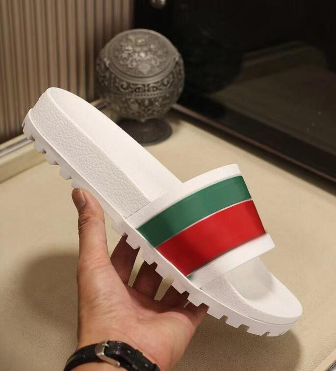 Slippers designer summer slippers fashion mens beach indoor flat shoes womens leather sandals couple slippers 35-47 with box