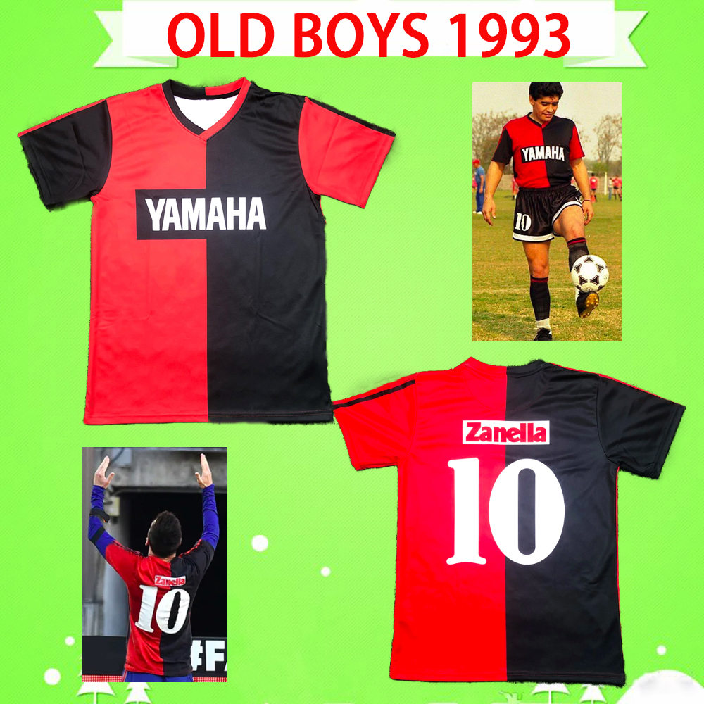 #10 MARADONA 1993 NEWELLS OLD BOYS RETRO SOCCER JERSEY vintage football shirt MENS commemorate Camiseta de futbol classic Maillot de foot home red and black