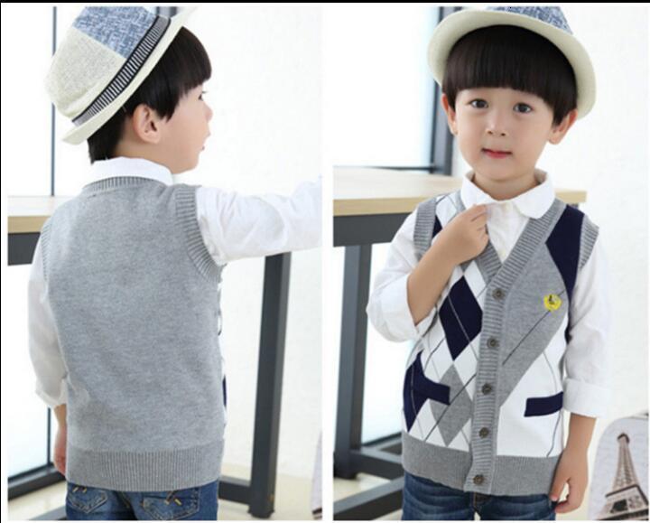 Cardigan 2023 Autumn Spring Kids Boy Sweater Vest Children Clothing Plaid Stitching Coat Baby Cotton thick top Boys 230506
