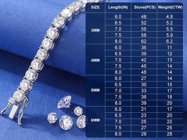 3mm-6mm 925 Sterling Silver VVS Moissanite Tennis Bracelet Pass Diamond Test Free Engraved Bling Mens Fine Jewelry For Women