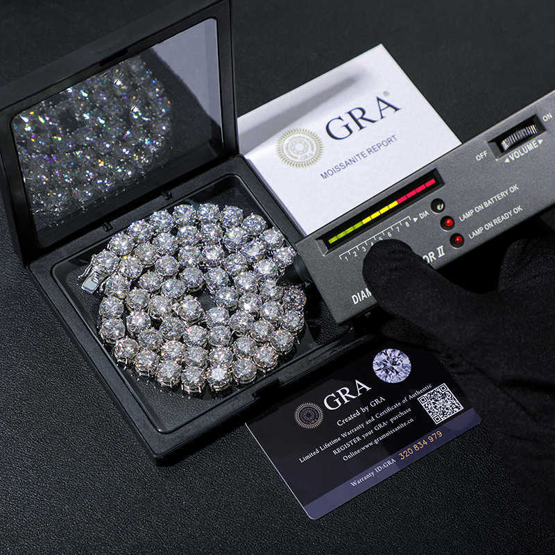 Necklace Moissanite Boutique jewelry 3mm 5mm sier VVS moissanite dia Cluster tennis chain mens and womens necklaces Free Shipping