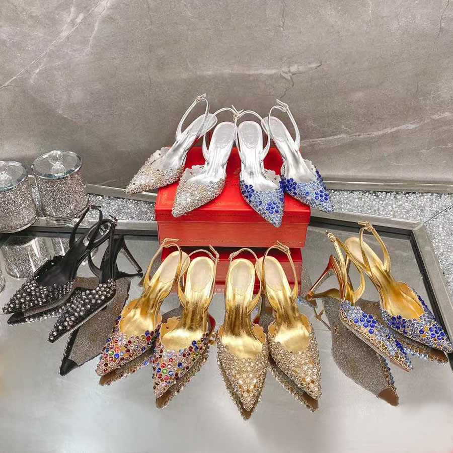 Rene Caovilla sandal Slingbacks crystal-encrusted Evening shoes Rhinestone decoration 7.5cm Kitten Heel women's high heels luxury designer factory shoe With box, Blue
Rene Caovilla sandal Slingbacks crystal-encrusted Evening shoes Rhinestone decoration 7.5cm Kitten Heel women's high heels luxury designer factory shoe With box, Blue