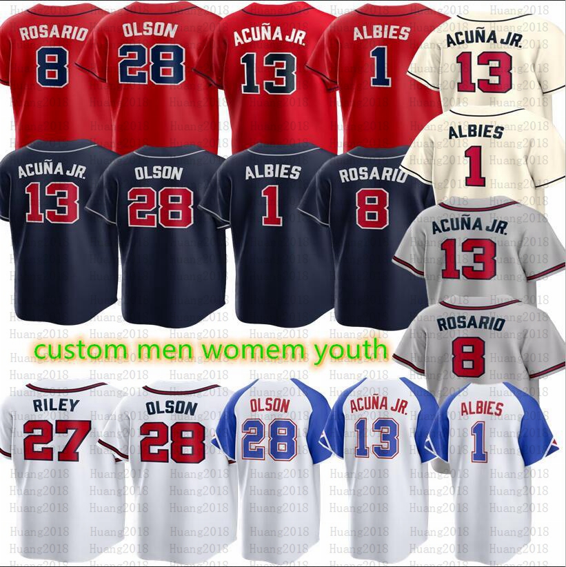 27 Austin Riley 28 Matt Olson Baseball Jerseys 13 Ronald Acuna Jr. 99 Spencer Strider1 Ozzie Albies 10 Chipper Jones 54 Max Fried 18 Vaughn Grissom 8 Eddie Rosario Custom, Men
27 Austin Riley 28 Matt Olson Baseball Jerseys 13 Ronald Acuna Jr. 99 Spencer Strider1 Ozzie Albies 10 Chipper Jones 54 Max Fried 18 Vaughn Grissom 8 Eddie Rosario Custom, Men