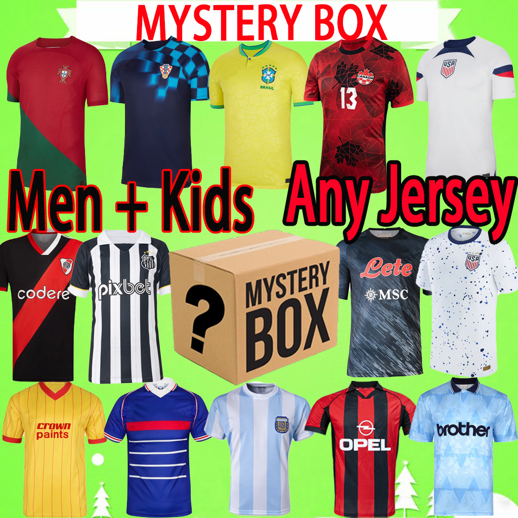 

MYSTERY BOXES 2023 soccer jerseys retro XXXL 4XL national team KIDS 22 23 24 blind box Toys Gift 2024 football shirts birthday present Uniforms Sent at random lover son, Any season any jersey