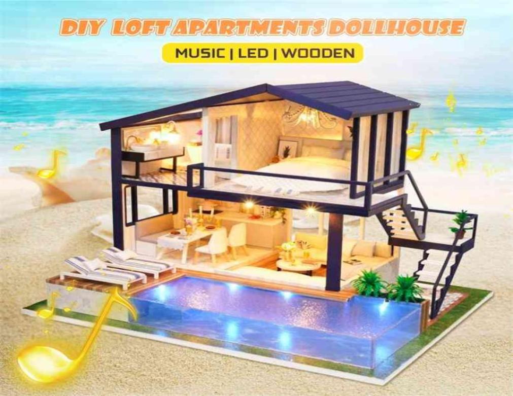 

Doll House Furniture Kit DIY LED Loft Miniature 3D Wooden Miniaturas Dollhouse Toys for Children Kids Birthday Christmas Gifts 2105186138, White