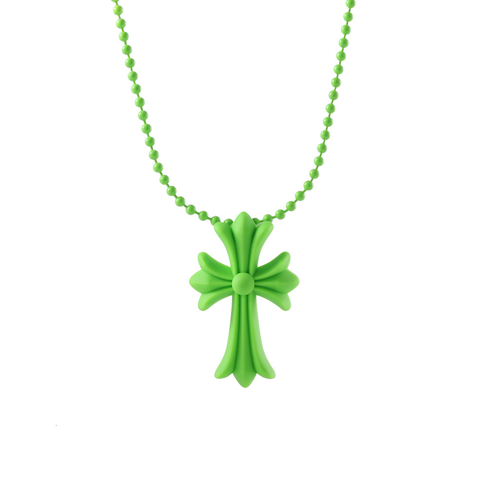 Pendant Necklaces Hip Hop Colorful Cross Necklace Ladies Age Trend Versatile Colors Available Comfortable Rubber Jewelry 230506