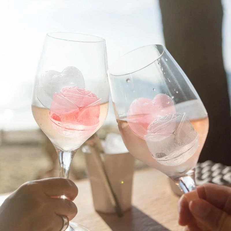 4/6 Cavity Rose Ice Cube Tray Heart Shape Silicone Ice Mold Jelly Pudding Ice Cream Mold Ice Ball Maker For Whiskey Cocktails Soda