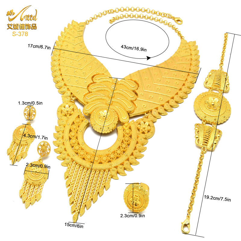 Pendant Necklaces ANIID Indian Big Plated Gold Jewelry Women Sets Dubai African Party Bridal Wedding Gifts Arabic 230506