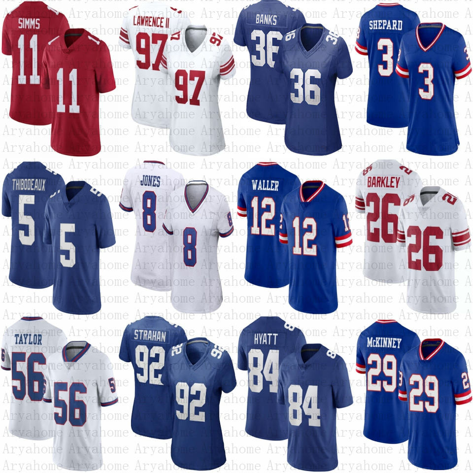 Kayvon Thibodeaux Daniel Jones Saquon Barkley Custom Football Jersey Dexter Lawrence Taylor Xavier McKinney Darren Waller Giants Deonte Banks Jalin Hyatt Shepard, Mens