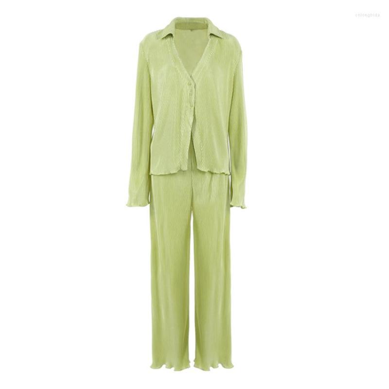Women's Blouses Green Vintage Flare Sleeve Blouse Shirt 2023 Spring Casual Single Breasted Women Top Summer Loose Turn Down Collar Shirts