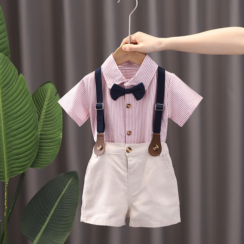 Clothing Sets Boys Summer Suit Baby Boy Cotton Shirt Short Sleeve Shorts 2 Piece Set Children's 15 Years 230506