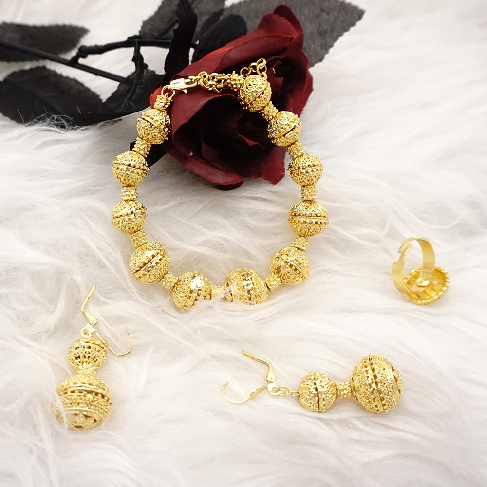 Pendant Necklaces Necklace Sets For Women Dubai African Gold Color Jewelry Bride Earrings Rings Indian Nigerian Wedding Jewelery Gift 230506