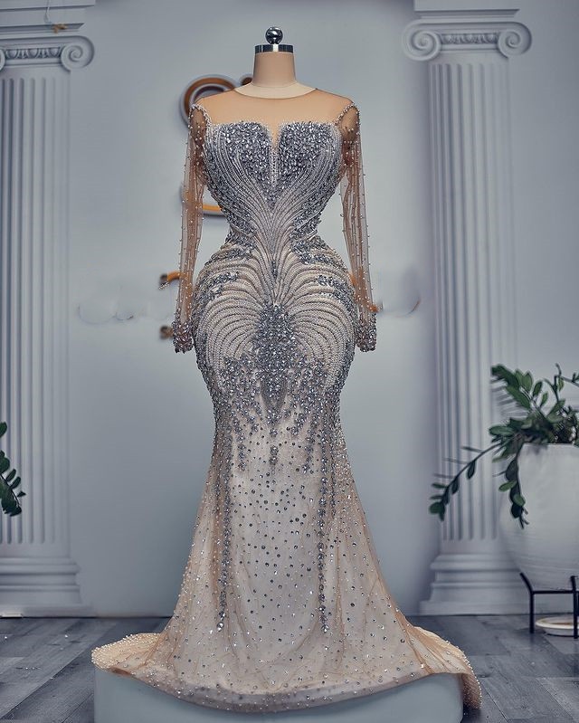 2023 Arabic Aso Ebi White Mermaid Wedding Dress Beaded Crystals Detachable Train Bridal Gowns Dresses ZJ6064
