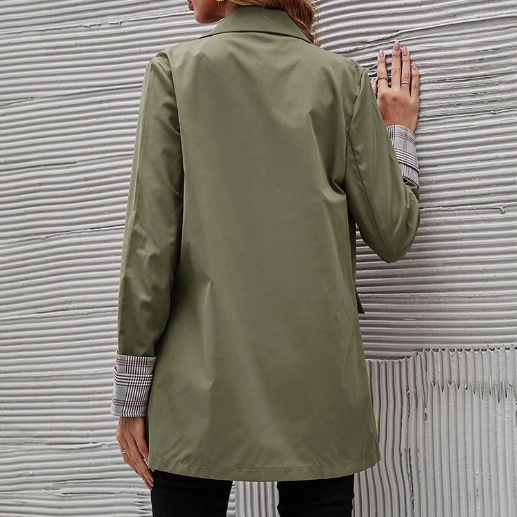 2023 Autumn/Winter New Style Stylish Loose fitting Suit Solid Neck Long Sleeve Mid length Coat Women