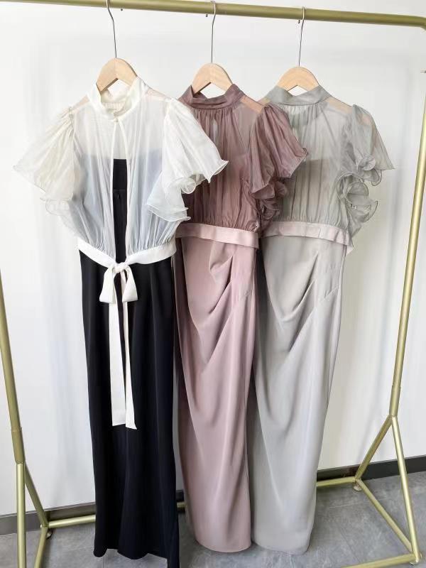 Two Piece Dress Kuzuwata Japanese 2023 Summer Conjunto Femenino Ruffled Perspective Toppleated Slim Waist Strap Peice Sets 230506