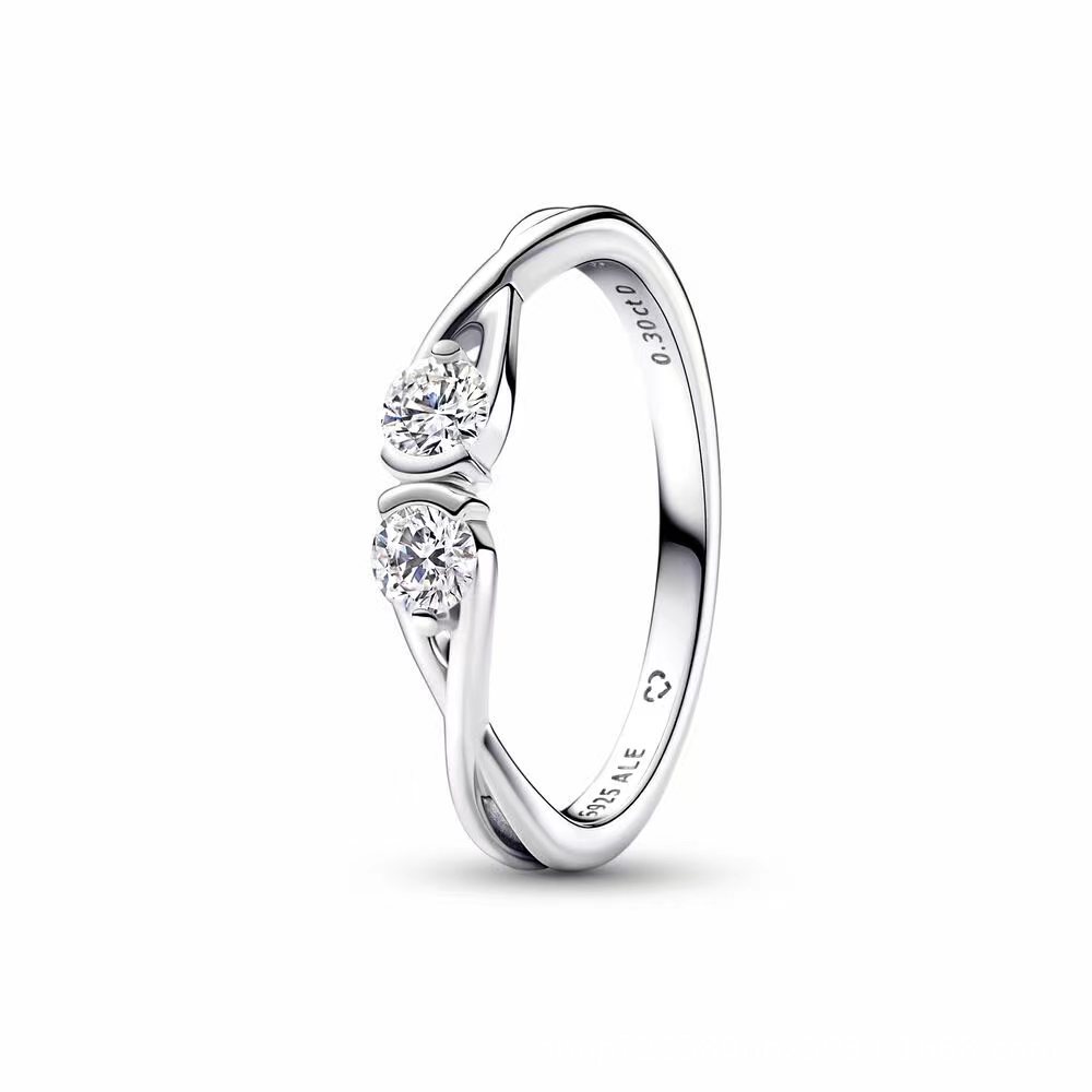 925 Sterling Silver Ring Inlaid Dia Couple Ring Women's High -End Atmosphere Small Incense Breeze Free Delivery