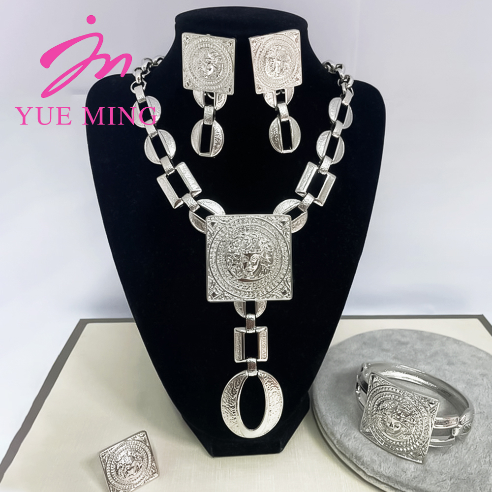 Pendant Necklaces YM Jewelry Set For Women 18K Gold Color African Accessories Earring Necklace Bracelet Ring Woman Weddings Gift Party 230506