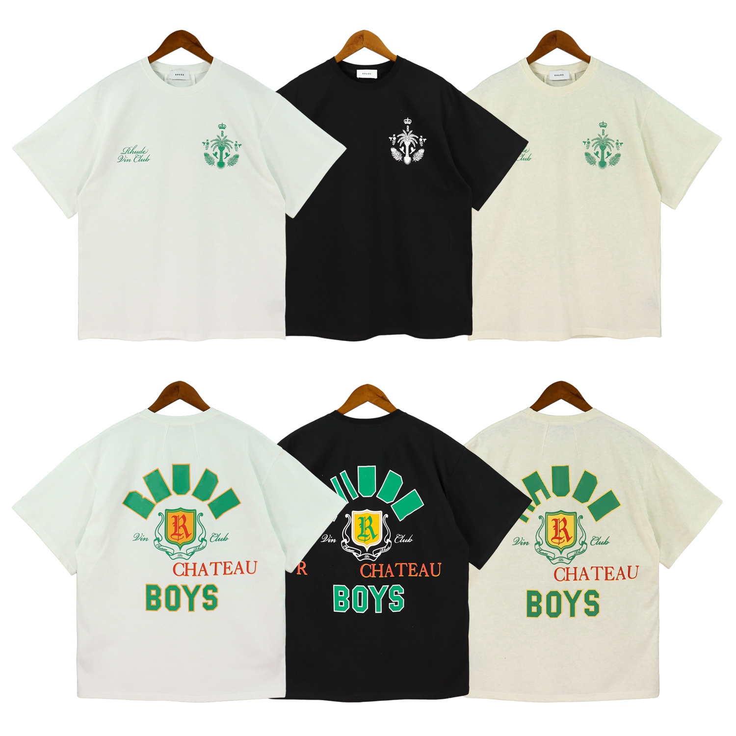 Top Craftsmanship Rhude Mens T Shirts summer Fashion designer tshirts Street Casual Short Sleeve Beach Style tees Cotton printing shirt 1-2