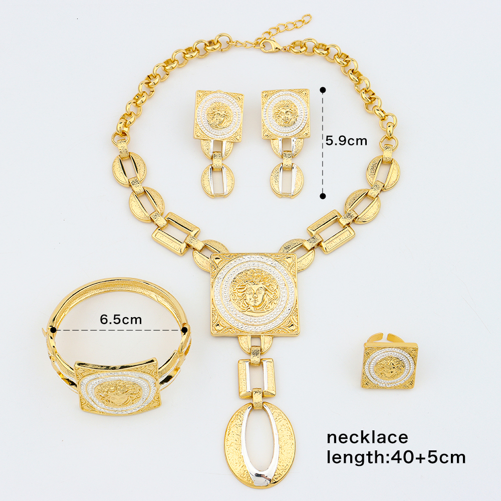 Pendant Necklaces YM Jewelry Set For Women 18K Gold Color African Accessories Earring Necklace Bracelet Ring Woman Weddings Gift Party 230506