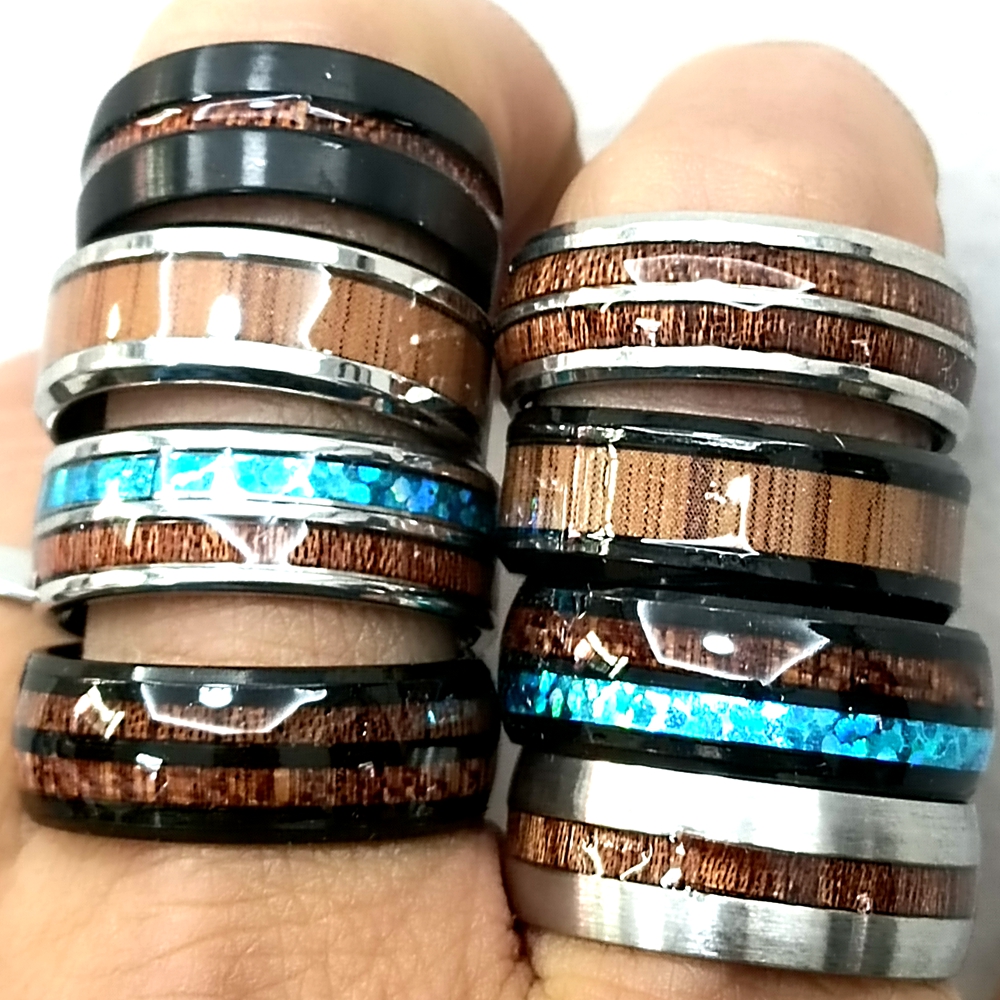 Wholesale New Mix 30pcs Unique Silver Black Plate Ring Wood Wodden Stainless Steel Ring
Wholesale New Mix 30pcs Unique Silver Black Plate Ring Wood Wodden Stainless Steel Ring