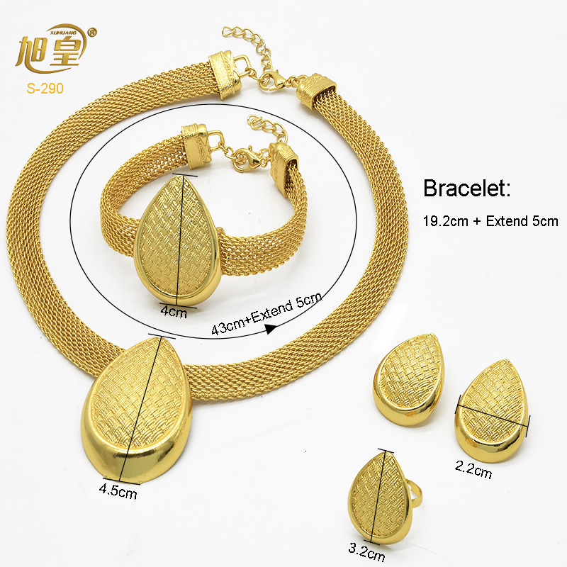Pendant Necklaces XUHUANG African Bracelets Earing Sets Nigerian Wedding Jewelry Ethiopian Gold Colour Necklace Jewellery Gifts 230506