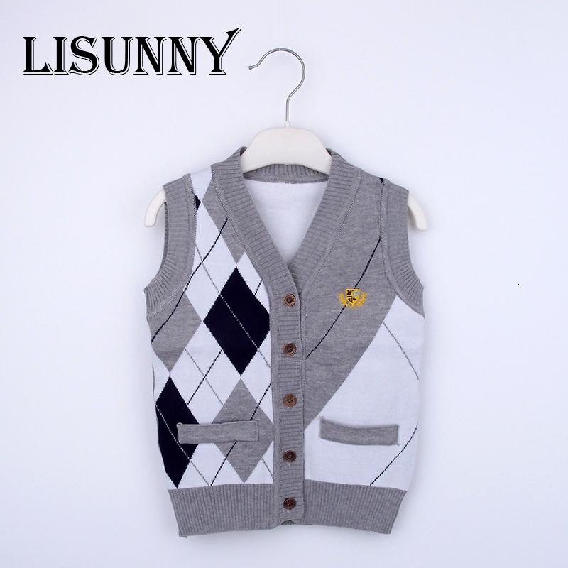 Cardigan 2023 Autumn Spring Kids Boy Sweater Vest Children Clothing Plaid Stitching Coat Baby Cotton thick top Boys 230506