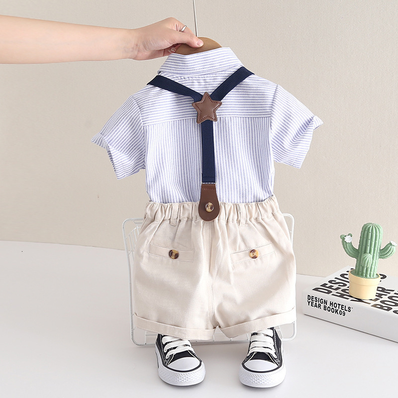 Clothing Sets Boys Summer Suit Baby Boy Cotton Shirt Short Sleeve Shorts 2 Piece Set Children's 15 Years 230506