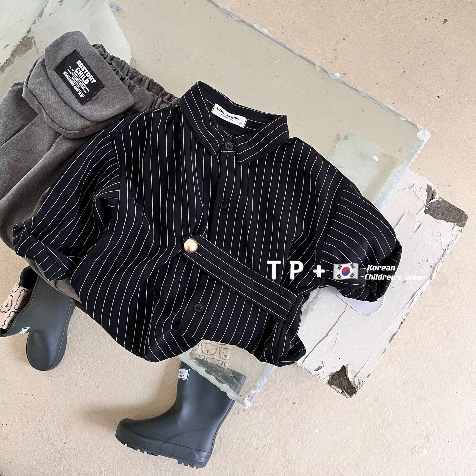 Clothing Sets Sweet Mom Children s Shirt Spring Boys and Girls Personality Striped Baby Oblique Buckle Thin Coat Fashion 230506