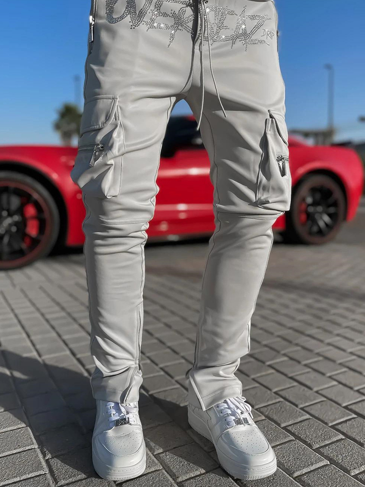 Men's Pants Men's Track Pants Slim Trousers Sport Tracksuit Men Fashion Drawstring Zip Strips Pockets Long Pants Sports Trousers 230508