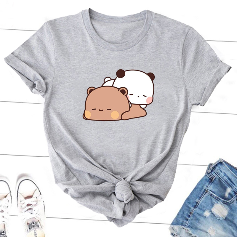 Women's T-Shirt Cute Bubu and Dudu Are Sleeping Cute T Shirts Women Cotton Kawaii Cartoon Funny Graphic Tshirt Summer O Neck 90s Clothes Tees 230