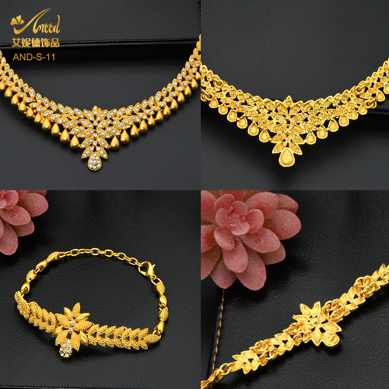 Pendant Necklaces ANIID African Jewelry Set Big Necklace Dubai Ethiopian Gold Color Jewelery Earring Bracelet For Women Bridal Choker Wholesale 230506