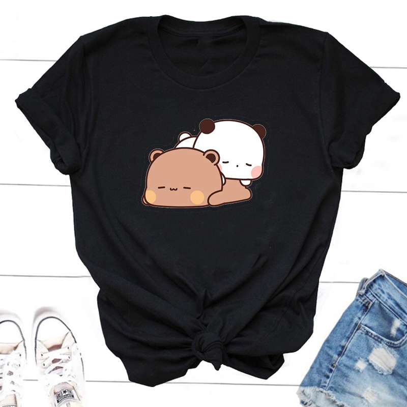 Women's T-Shirt Cute Bubu and Dudu Are Sleeping Cute T Shirts Women Cotton Kawaii Cartoon Funny Graphic Tshirt Summer O Neck 90s Clothes Tees 230
