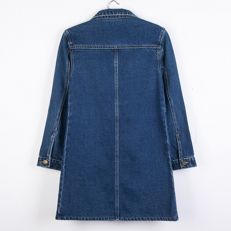 Women's Jackets Women Denim Jackets Spring Autumn Long Sleeve Pockets Mid-Length Jean Coat Fashion All Matched Outerwear 230508