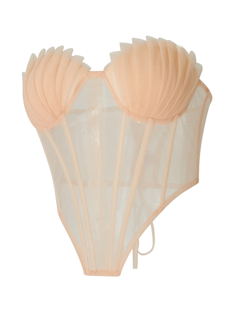 Camisoles Tanks Women Vintage Sexy Corset Tops Summer Mesh Sheer Boned Bustier Crop 90s Y2K Fairycore Tube Clubwear 230508