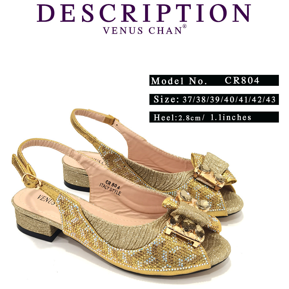 2025 new Sandals 804-Gold Color Bags Match Fashion for Nigeria Bag and set to Women Party Shoes 230506