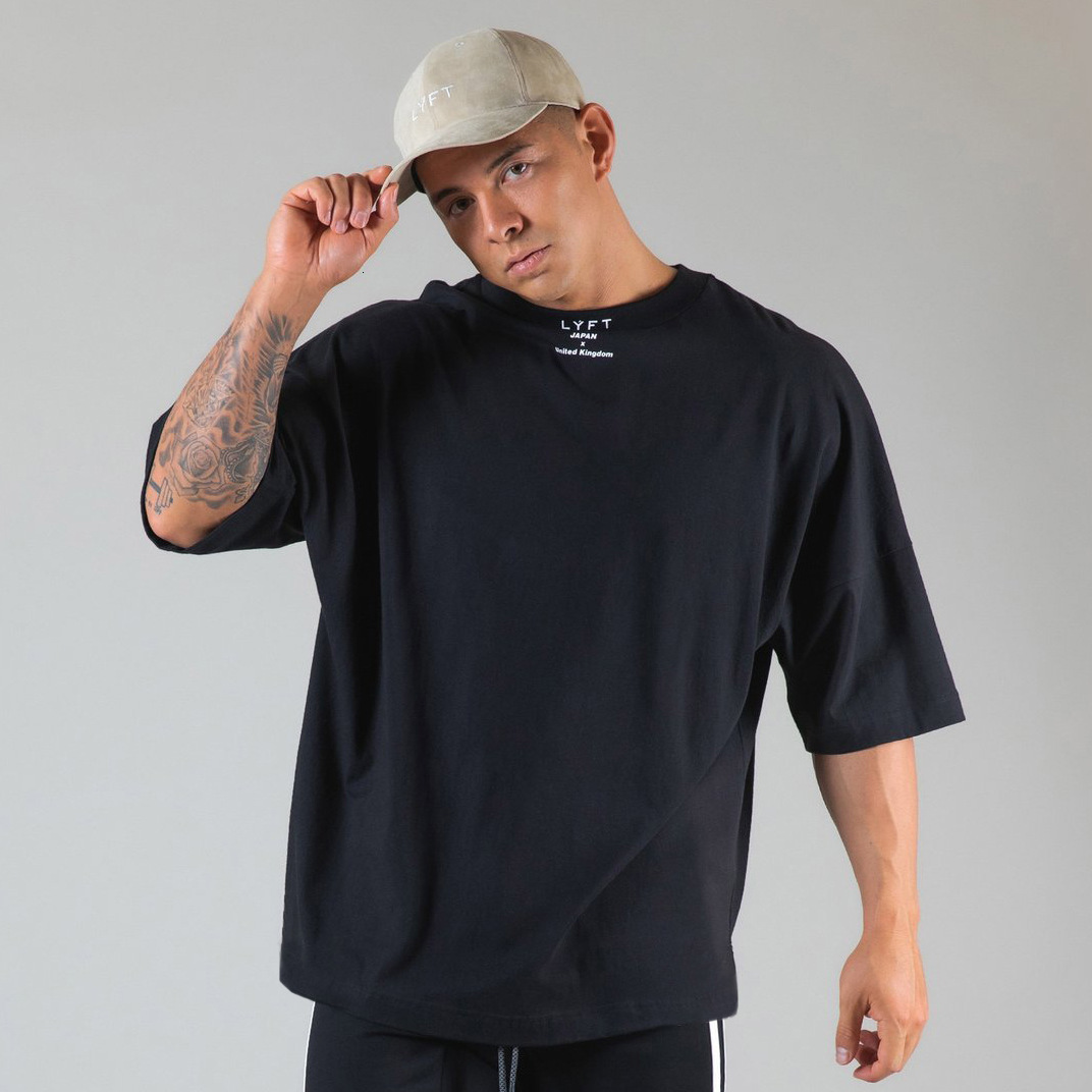 Men's T-Shirts Summer Running Oversized T-Shirt Men's Gym Bodybuilding Fitness Loose Casual Cotton Short Sleeve Men's Street Sports T-S