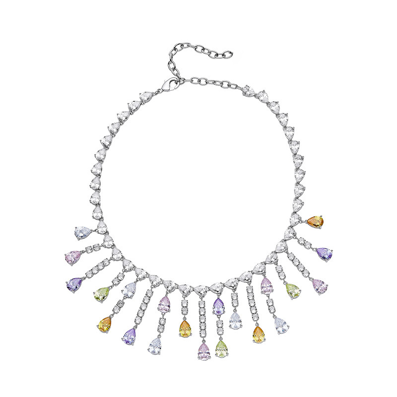 Trendy Water Drop Diamond Necklace 925 Sterling Silver Party Wedding Pendants Necklace For Women Bridal Engagement Jewelry Gift