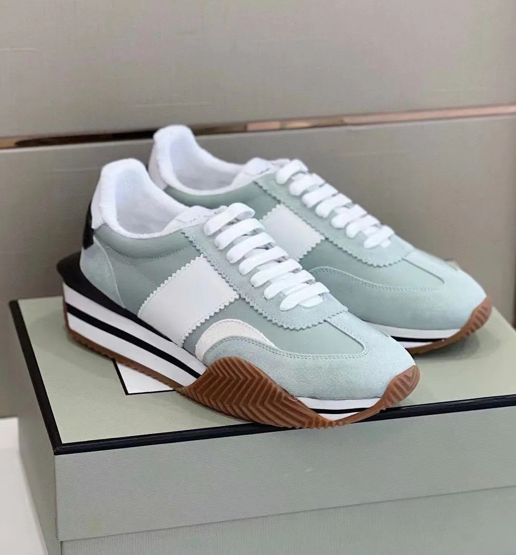 Top Fashion James Men Sneaker Shoes Side Stripe Trainer Suede & Nylon Skateboard Walking Chunky Rubber Sole Lace Up Comfort Footwear EU 38-46