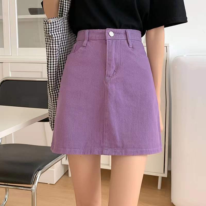 Skirts JMPRS Fashion Solid Demin Mini Women Summer Korean Causal Jean Short Female Y2K Purple Faldas Mujer 5xl 230506
