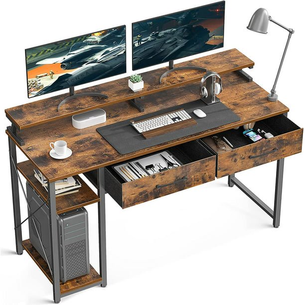 Computer Desk with Drawers and Storage Shelves, 48 inch Home Office Desk with Monitor Stand, Work Study PC Desk for Small Spaces, Rustic Bro
Computer Desk with Drawers and Storage Shelves, 48 inch Home Office Desk with Monitor Stand, Work Study PC Desk for Small Spaces, Rustic Bro