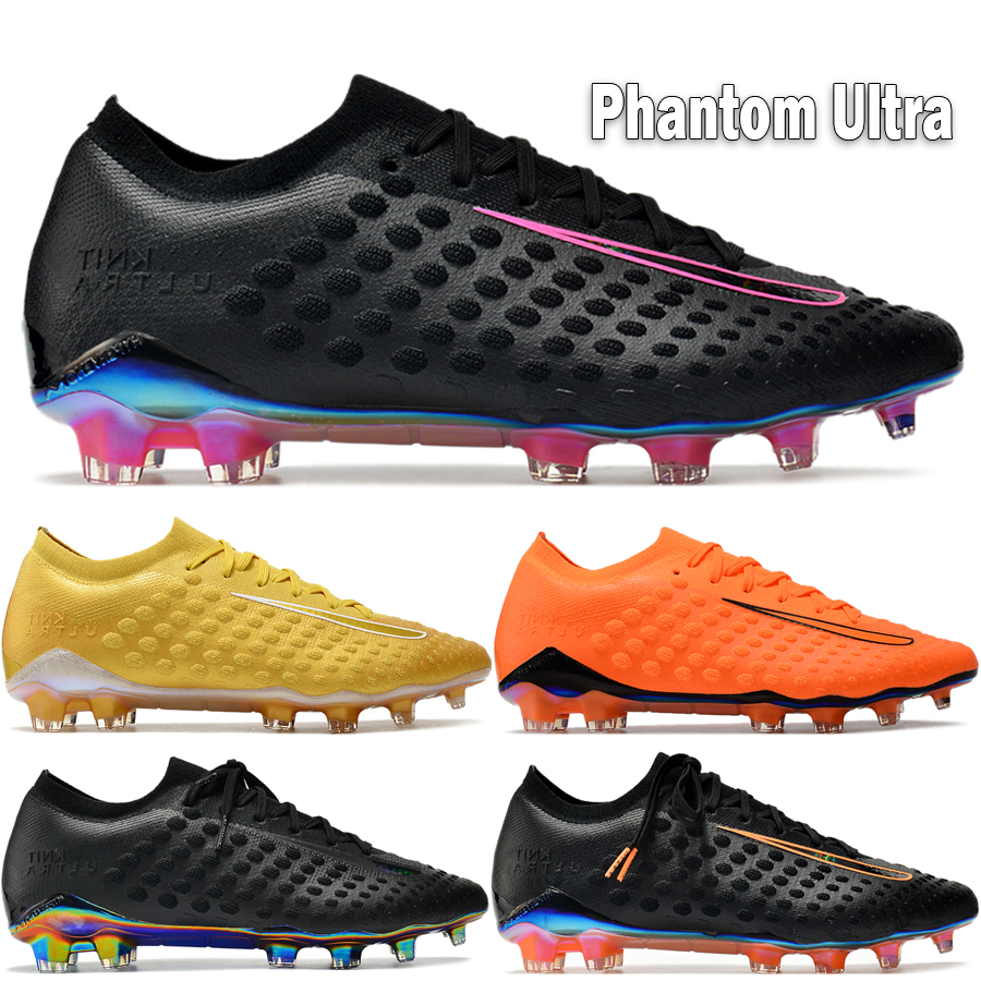 Image of Phantom Ultra Venom FG Men Soccer Shoes Limited Edition Cleats Designer Black Pink Blast Bright Citrus Solar Orange Outdoor Football Boots Size 39-45