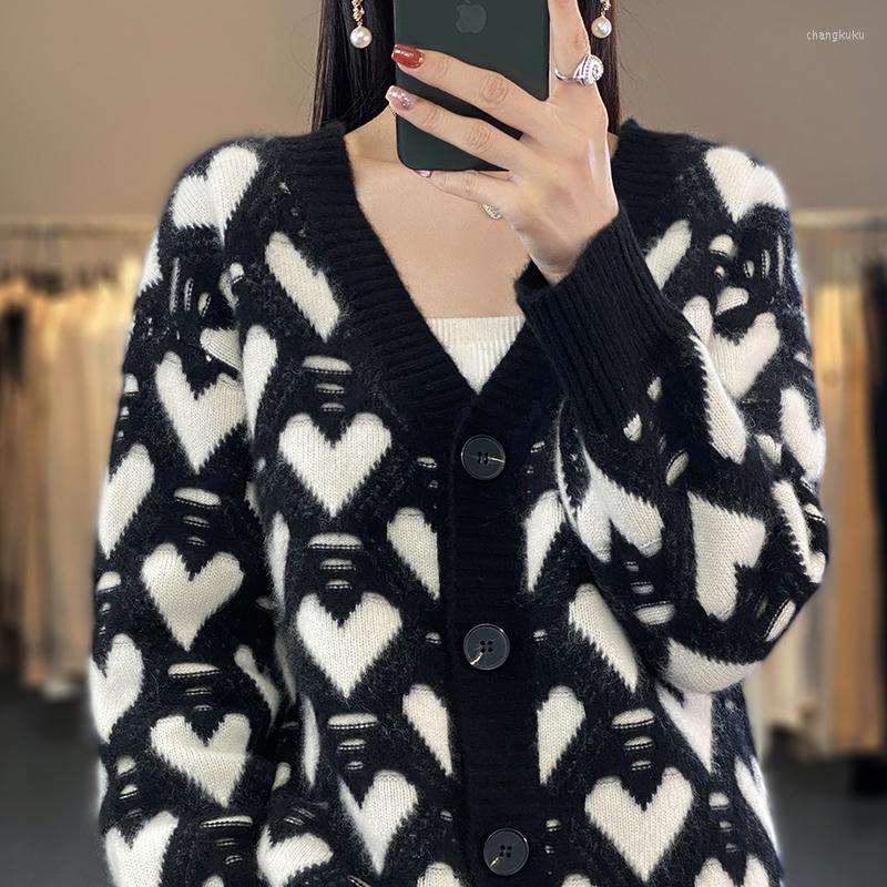 Women's Knits Women's 100 Wool Cashmere Cardigan Sweater Loose And Comfortable Long-sleeved Knitted V-neck Trend Coat, Black
Women's Knits Women's 100 Wool Cashmere Cardigan Sweater Loose And Comfortable Long-sleeved Knitted V-neck Trend Coat, Black