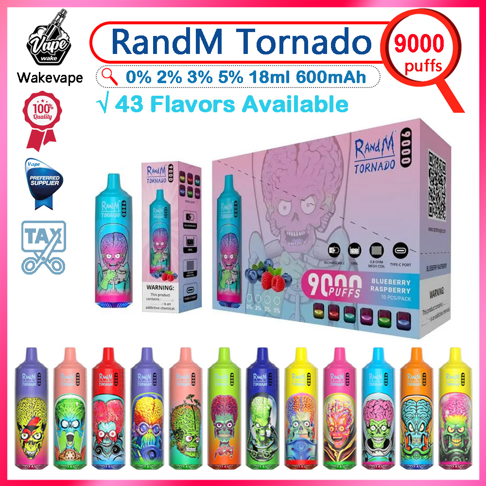 Original RandM Tornado 9000 Puffs E-cigarettes Features 18ml Disposable Pen Vape 0/2/3/5% Rechargeable 600mAh Integrated Battery 43 Flavors Available In Stock
Original RandM Tornado 9000 Puffs E-cigarettes Features 18ml Disposable Pen Vape 0/2/3/5% Rechargeable 600mAh Integrated Battery 43 Flavors Available In Stock